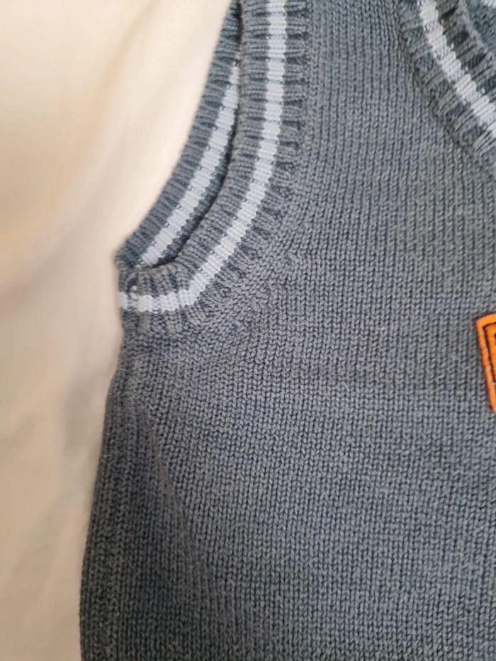 Pull sans manche bleu-gris 12 mois - photo numéro 2