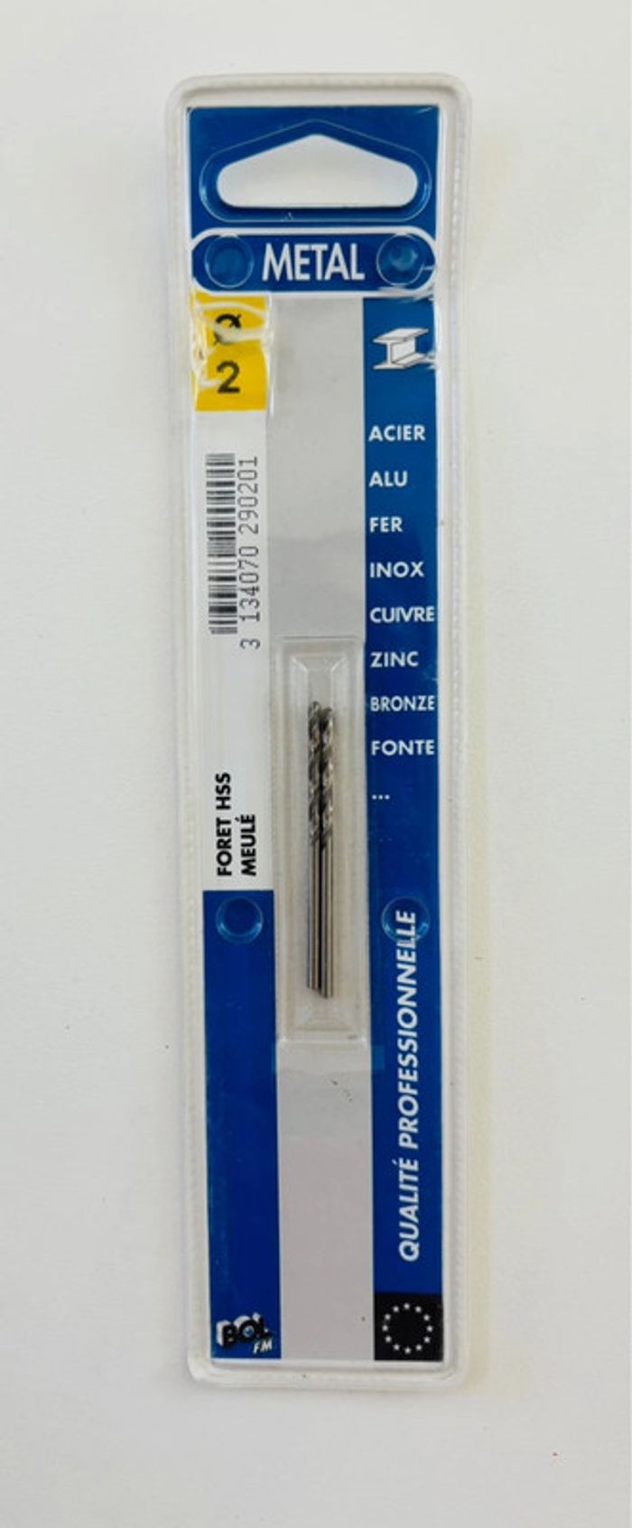 Lots 2 foret HSS Meulé - diamètre 2 mm - Bol FM