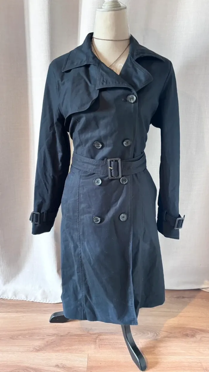 💕veste trench noir long hyper chic taille 40 L #MNGsuit #mango
