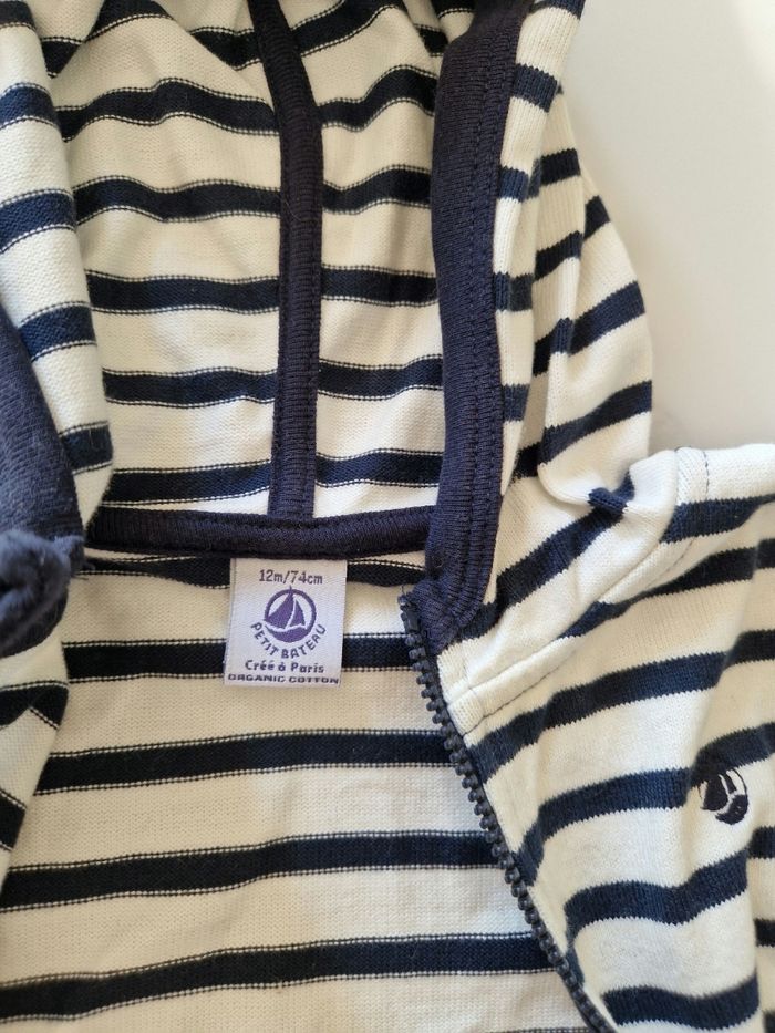 Pull zippé marinière Petit Bateau 12 mois - photo numéro 2