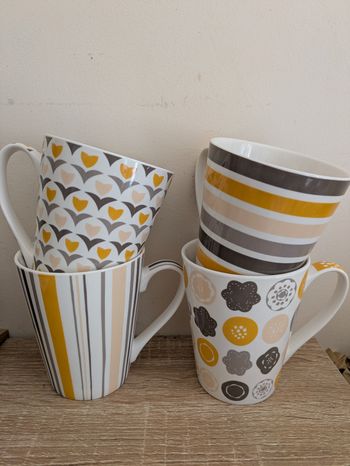 Tasses Barbier jaune et grise