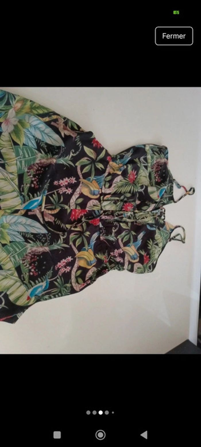 Combishort  fleur fines bretelles femme M&G taille M - photo numéro 3