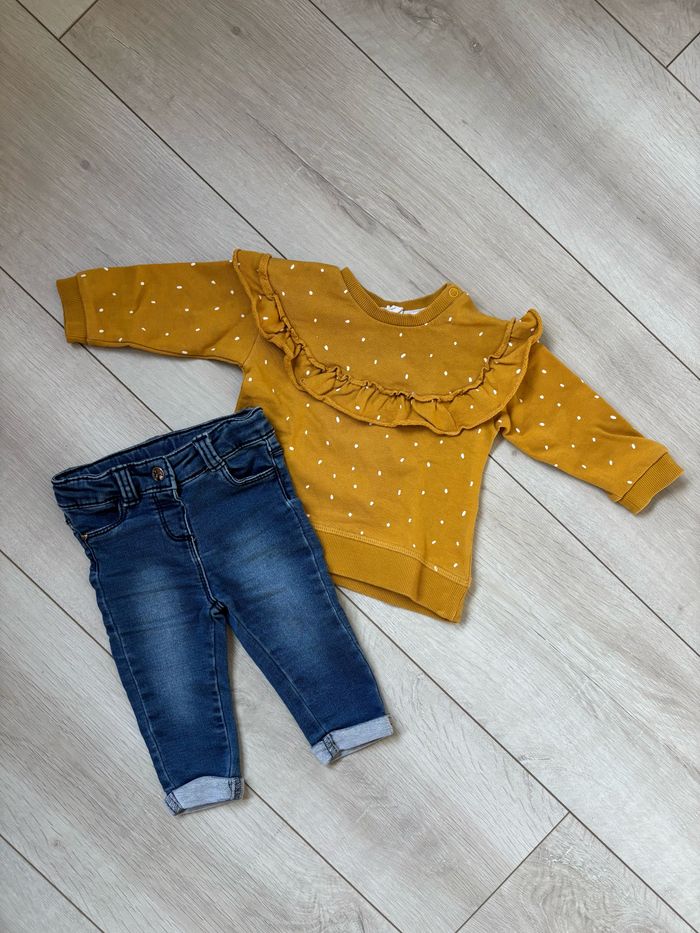 Ensemble jean Orchestra + sweat moutarde H&M
