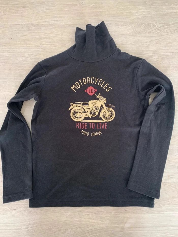 t-shirt manches longues col roulé moto