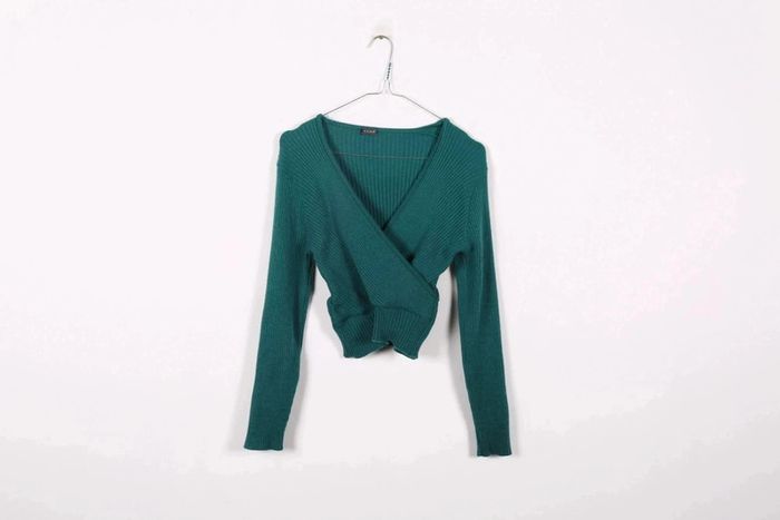 Cache-coeur vintage 90's Kookai en laine côtelée (#240661) - photo numéro 7