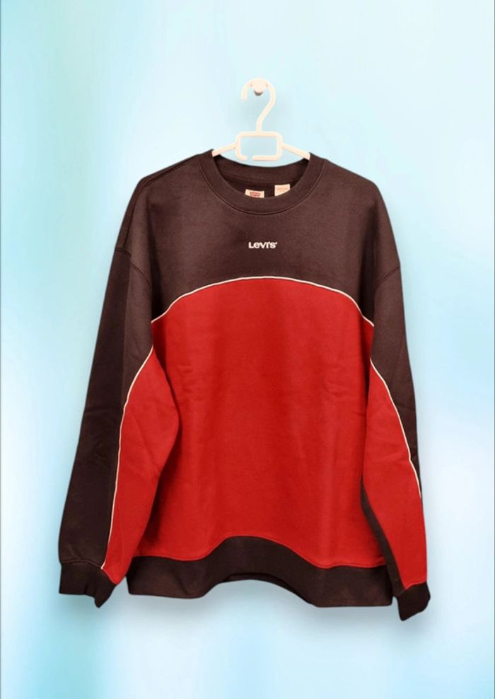 LEVI'S sweat polaire à col Rond bordeaux et noir * taille XL *