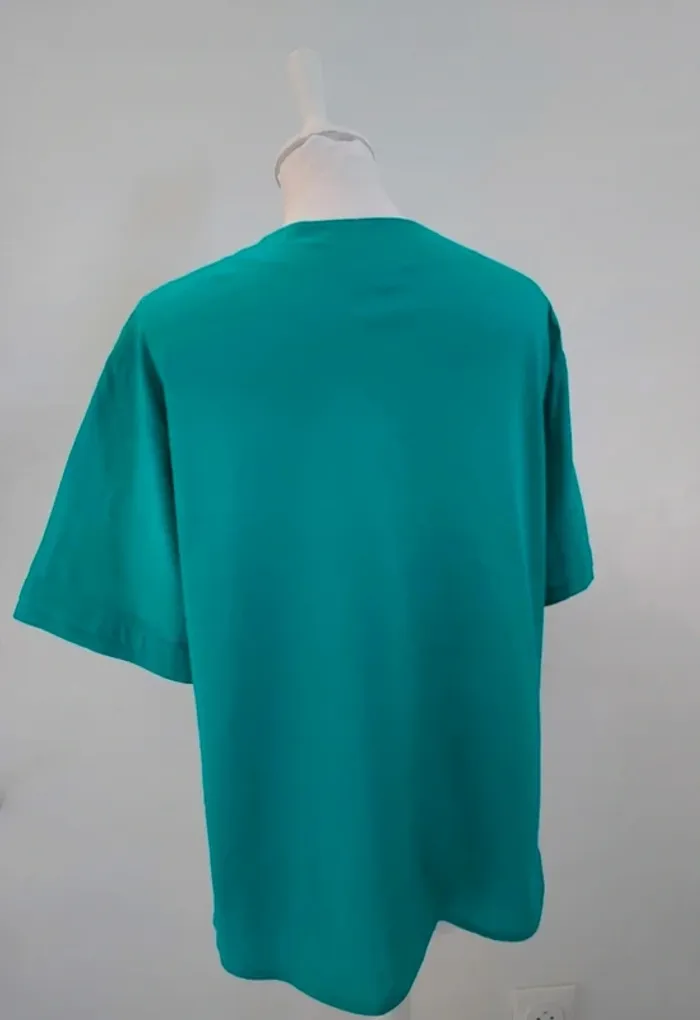 Chemise manches courtes en coton verte avec boutons dorés XL 42 - photo numéro 4
