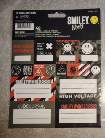 Lot 48 étiquettes scolaires smiley lannoo graphics