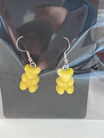 Idée cadeau Noël - Boucles d’oreilles originales forme ourson jaune
