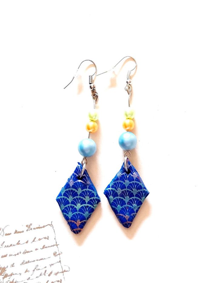 Magnifique paire de boucles d'oreilles pendantes en pâte polymere - photo numéro 3