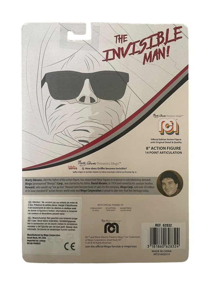 Figurine The Invisible Man 8’´ action figure Mego Horror neuf - photo numéro 2