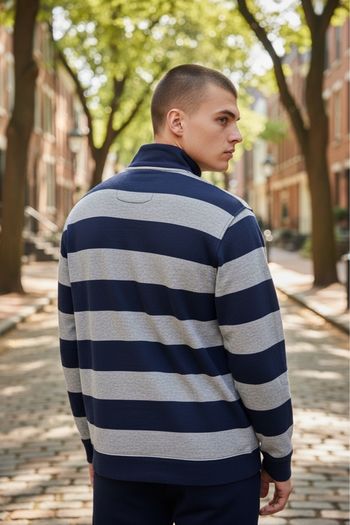 1/4 zip Ralph Lauren à rayures 