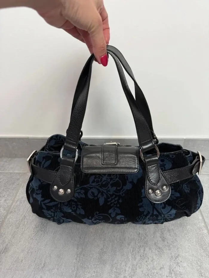 Sac à main Longchamp cuir et velours noir et bleu édition limité neuf - photo numéro 6