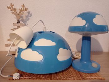 💡 Lampe de table chevet + Lustre Ikea SKOJIG nuage bleu VINTAGE