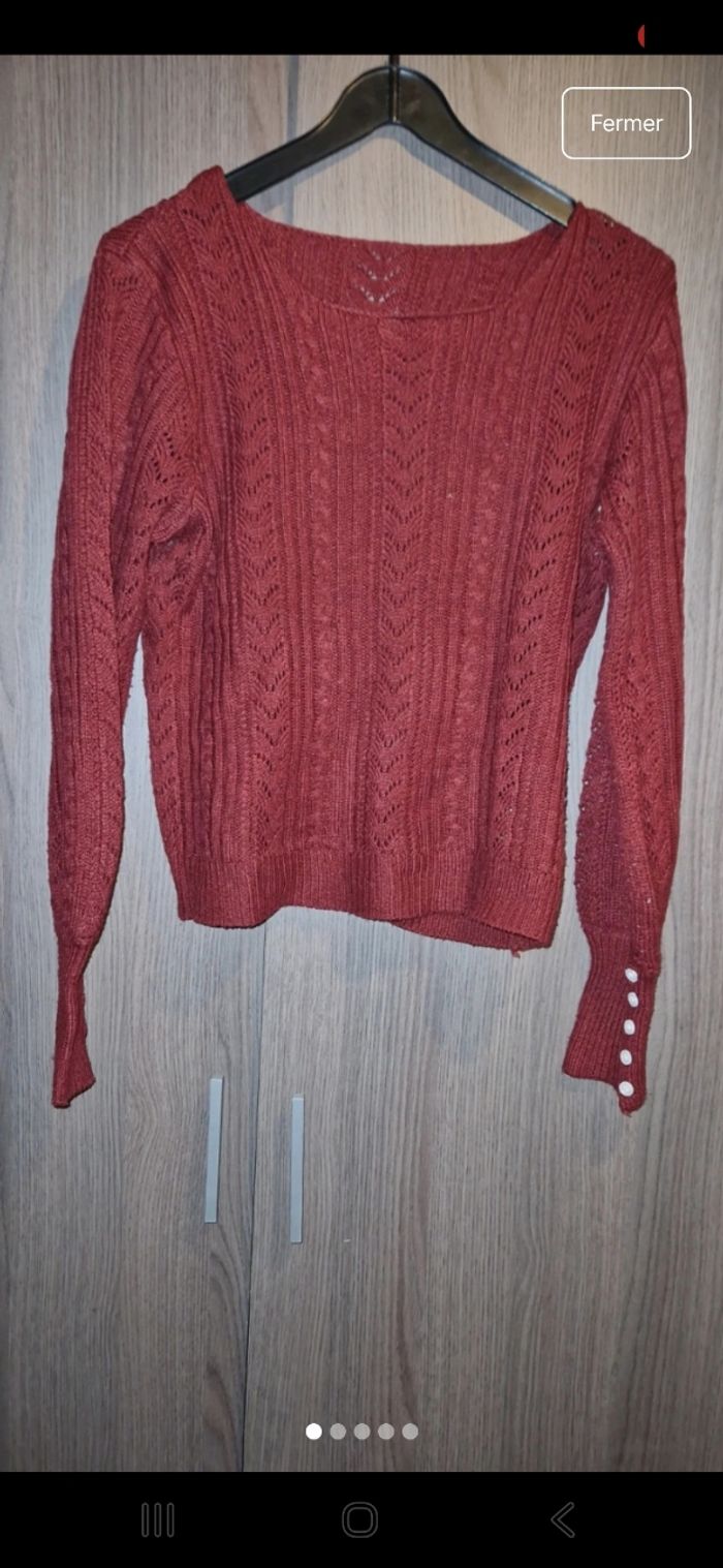 Pull femme en maille bordeaux