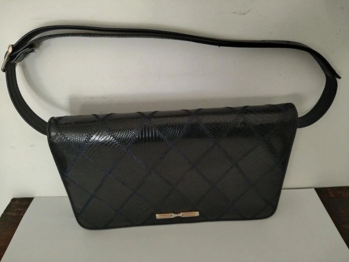 Pochette sac à main berma paris cuir peau de serpent