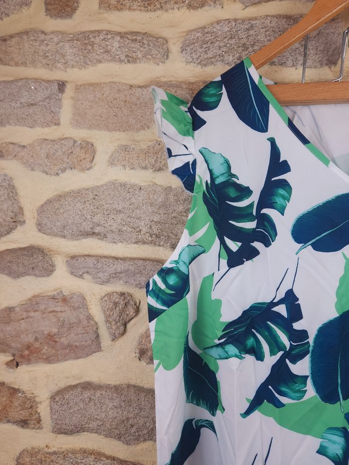 Robe tropical blanc et vert Femme taille 52 marque Missguided 💎 - photo numéro 2