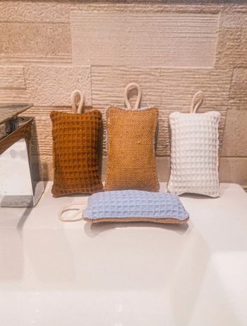 Éponge lavable en nid d’abeille et toile de jute