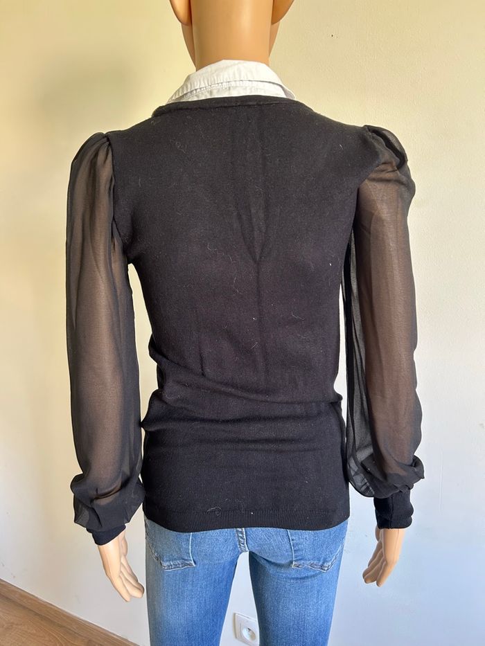 Pull noir et blanc à manches longues Morgan taille XS bon état - photo numéro 5
