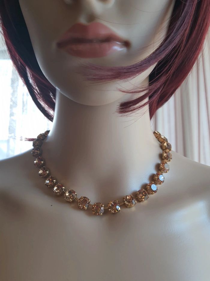 Magnifique Collier cristal Swarovski jaune or - photo numéro 4