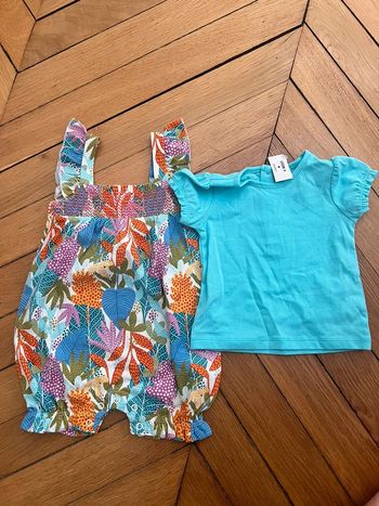 Barboteuse + t-shirt 6mois