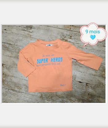 Joli t-shirt garçon manches longues 9 mois