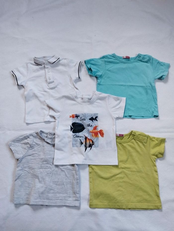 Lot t-shirts manches courtes garçon 12 mois