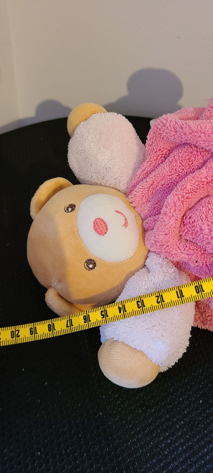 Doudou boule ours KALOO Plume rose framboise 19 cm - photo numéro 3