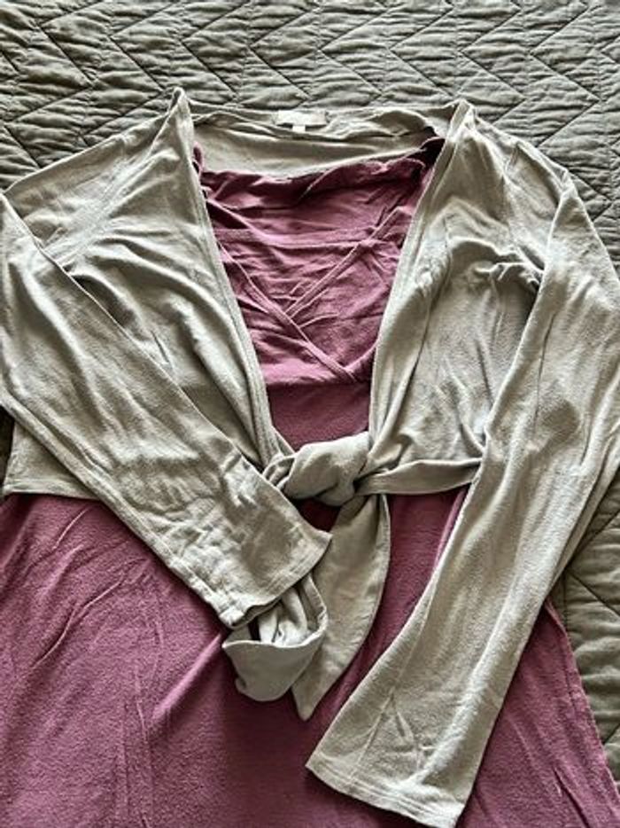 Lot 2 ensembles chemise de nuit + petit gilet spécial grossesse et allaitement - photo numéro 6