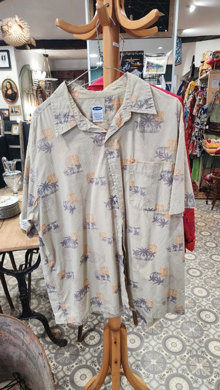 Jolie chemise unisexe en coton imprimé palmiers taille L - photo numéro 8