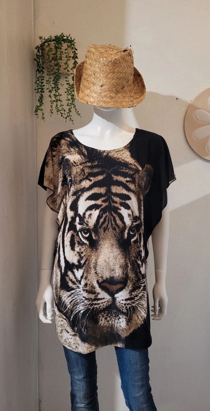 T shirt tête de tigre - photo numéro 2