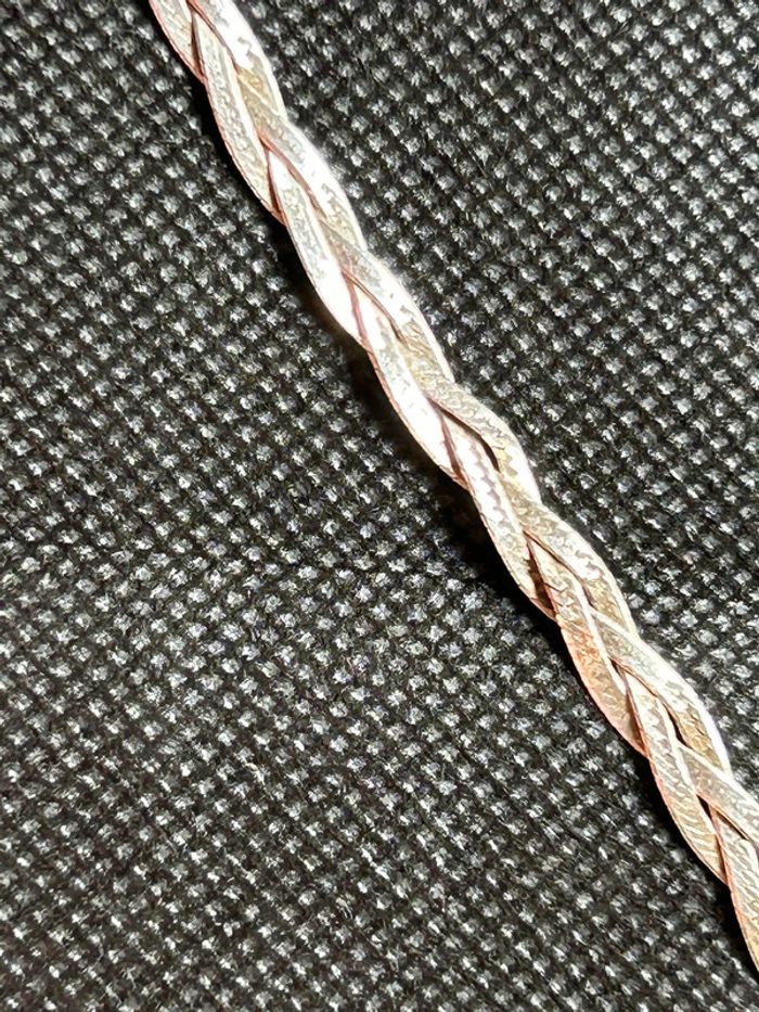 Beau collier plat en argent massif tressé femme TBE - photo numéro 5