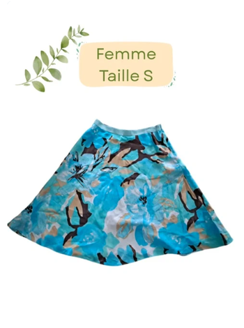 Jupe Bleu en Soie - Taille S