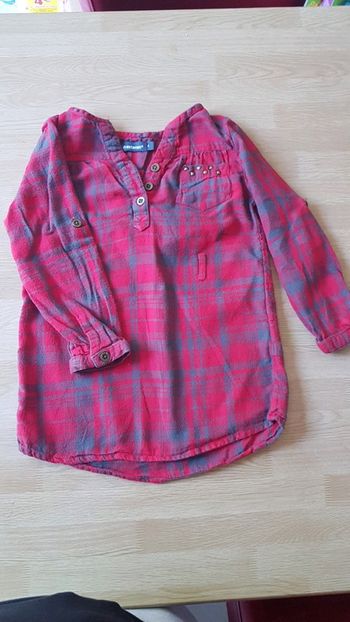 Chemise manches 3/4 rouge à carreaux 4 ans