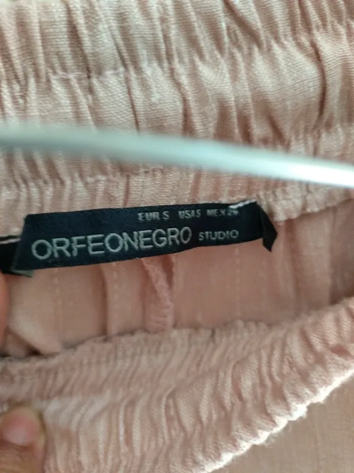 Pantalon beige rose tissé à élastique taille s - photo numéro 5