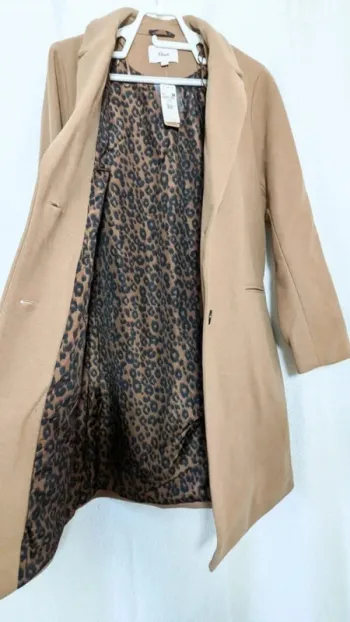 Manteau long coupe droite taille 40 Dune intérieur léopard