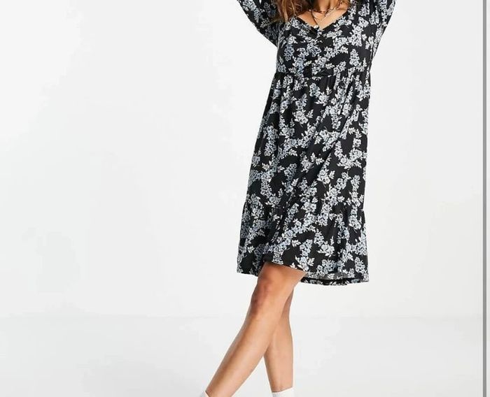 Robe manches longues style bouffantes à fleurs bleues Vila Taille S - photo numéro 5