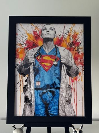 Affiche nos super héros portent une blouse pop art 30x40