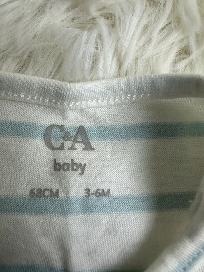 🐳 T-shirt manches longues rayé C&A – Taille 3-6 mois - photo numéro 3