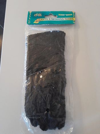 Gants à sequins noirs accessoires pour déguisement