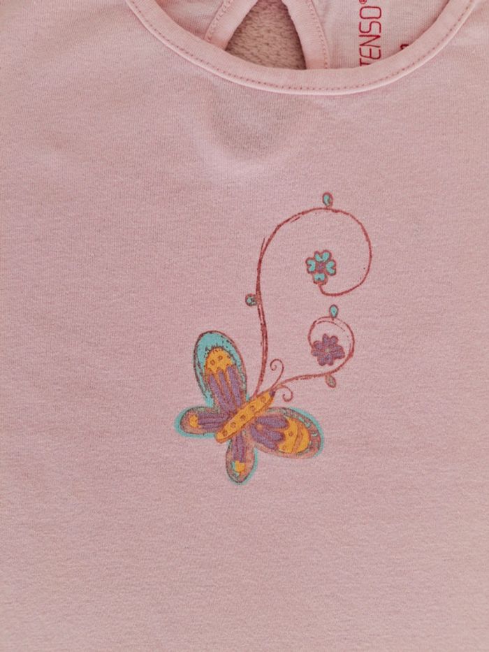 T-shirt manches courtes 3 ans In Extenso rose clair motif papillon - photo numéro 2