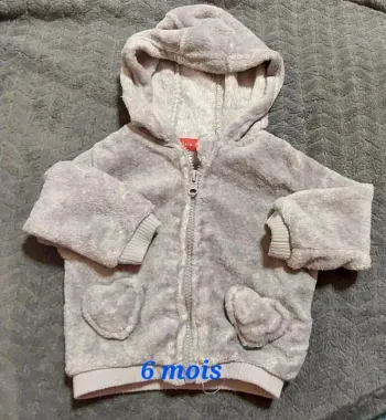 Gilet zip polaire à capuche fille bébé 6 mois