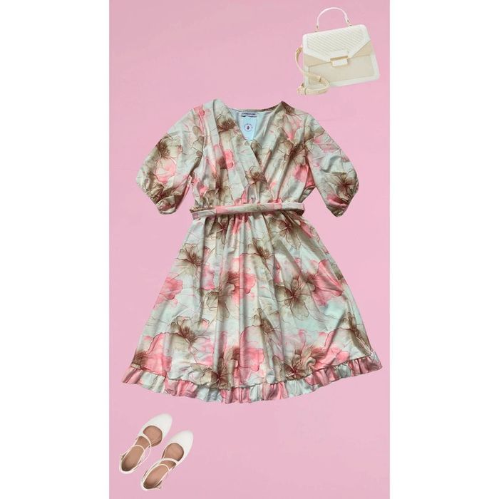 Robe a fleurs rose et beige cache cœur - photo numéro 12