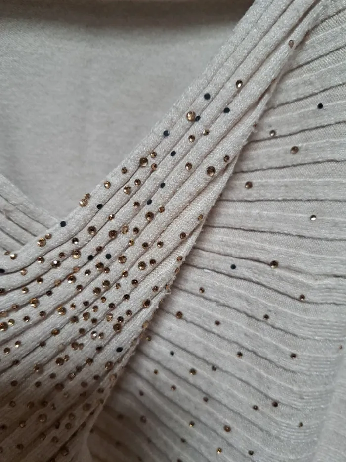 Robe pull beige chic avec strass 36/38 - photo numéro 8