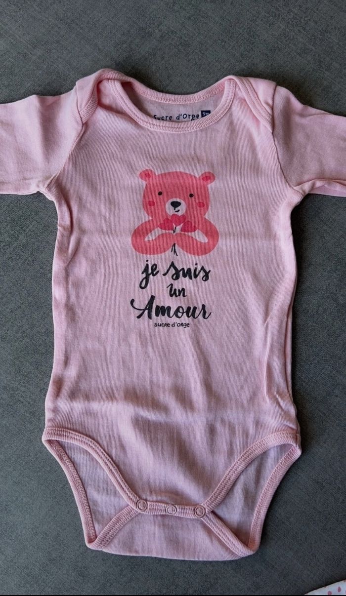 Lot de 3 bodies fille manches longue 9 mois - photo numéro 2