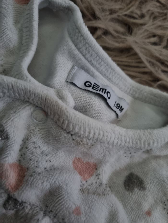 Grenouillère blanc à motifs cœurs 9mois - photo numéro 4