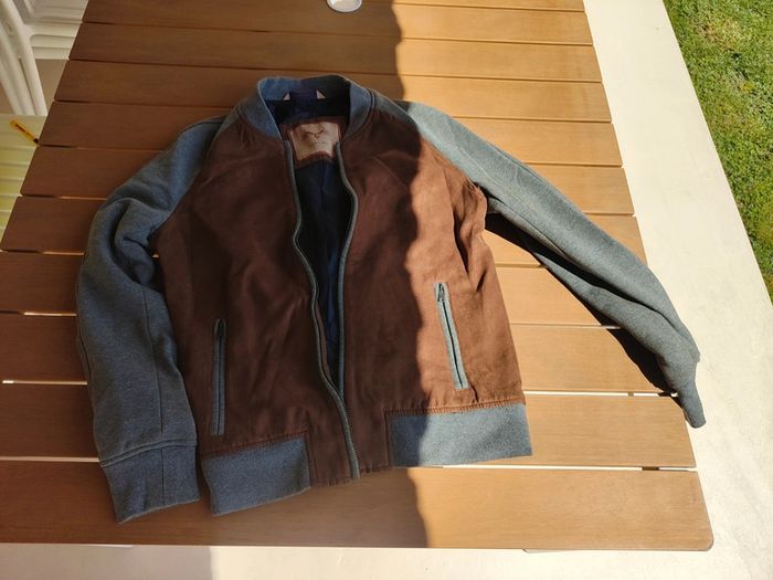 Veste bombers en daim marron et grise Zara man taille L