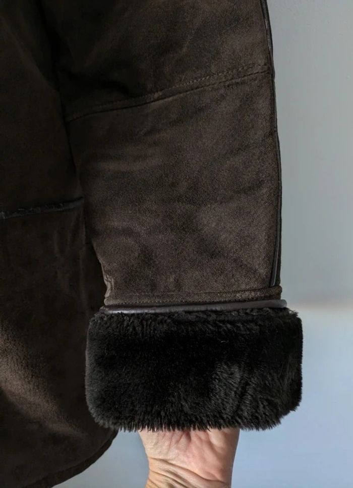 Manteau d'hiver en cuir lainé et fausse fourrure - taille 44 - photo numéro 4