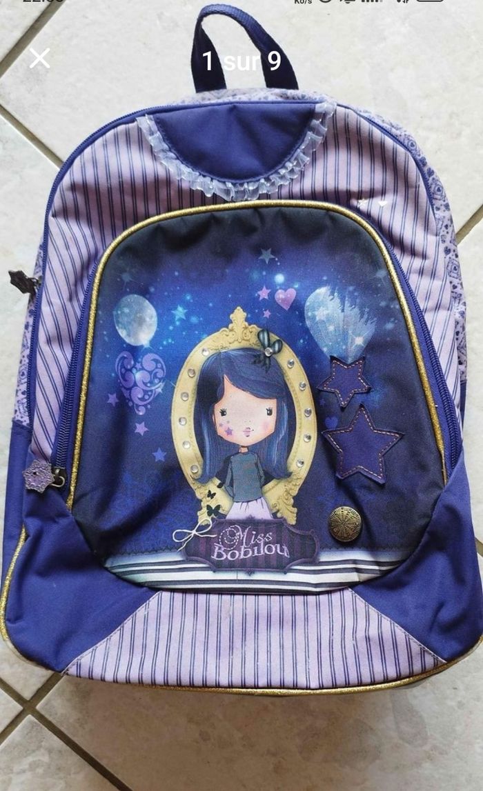 Cartable Miss Bobilou, 3 compartiments, très bon état