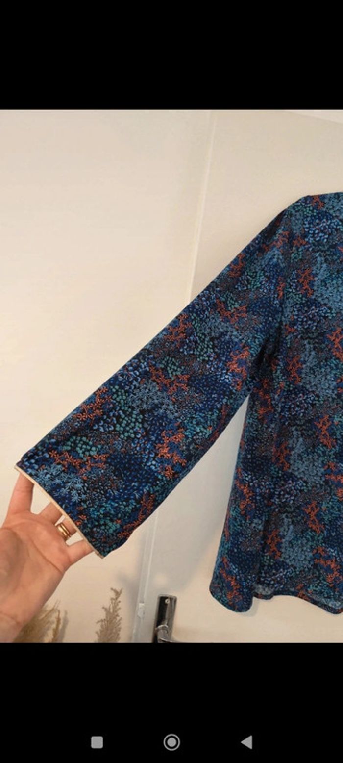 Blouse fluide bleu à motifs taille 50 - photo numéro 6